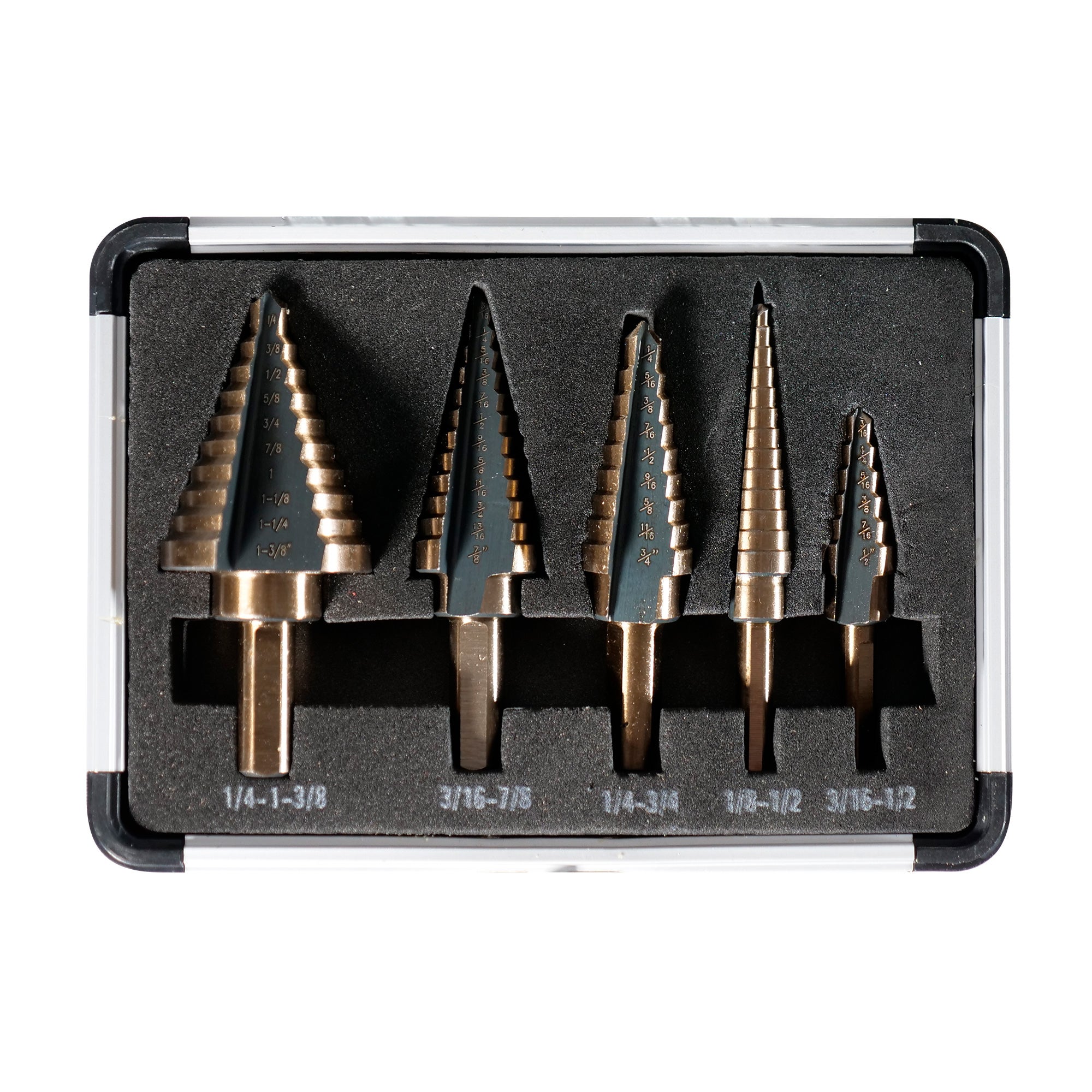 Step drill bit clearance set