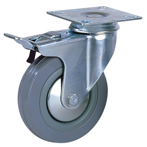 80kg 100mm Swivel/brake Solid Rubber Caster | TopmaQ