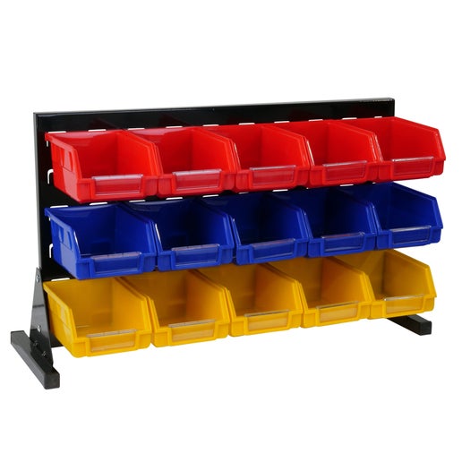 15-bin Bench Mount Storage Bin Rack | Topmaq