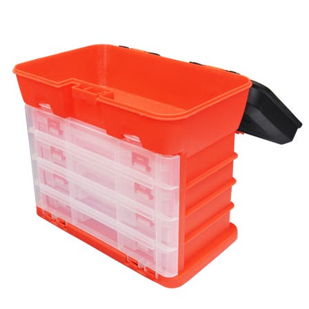 Stalwart 73 Compartment Durable Plastic Storage Tool Box - Red